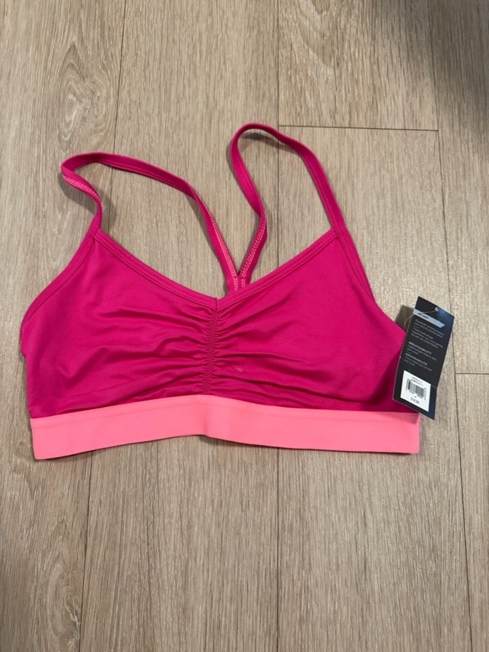 Old Navy Two-Tone Hot Pink & Coral Ruched Sports Bralette